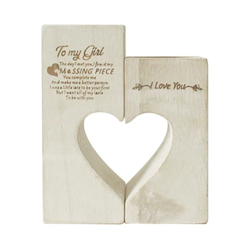 

Craft Candlestick Festive Heart Shape Gift Home Decor Wooden Party Candle Holder Set Stand Romantic Atmosphere Valentines' Day