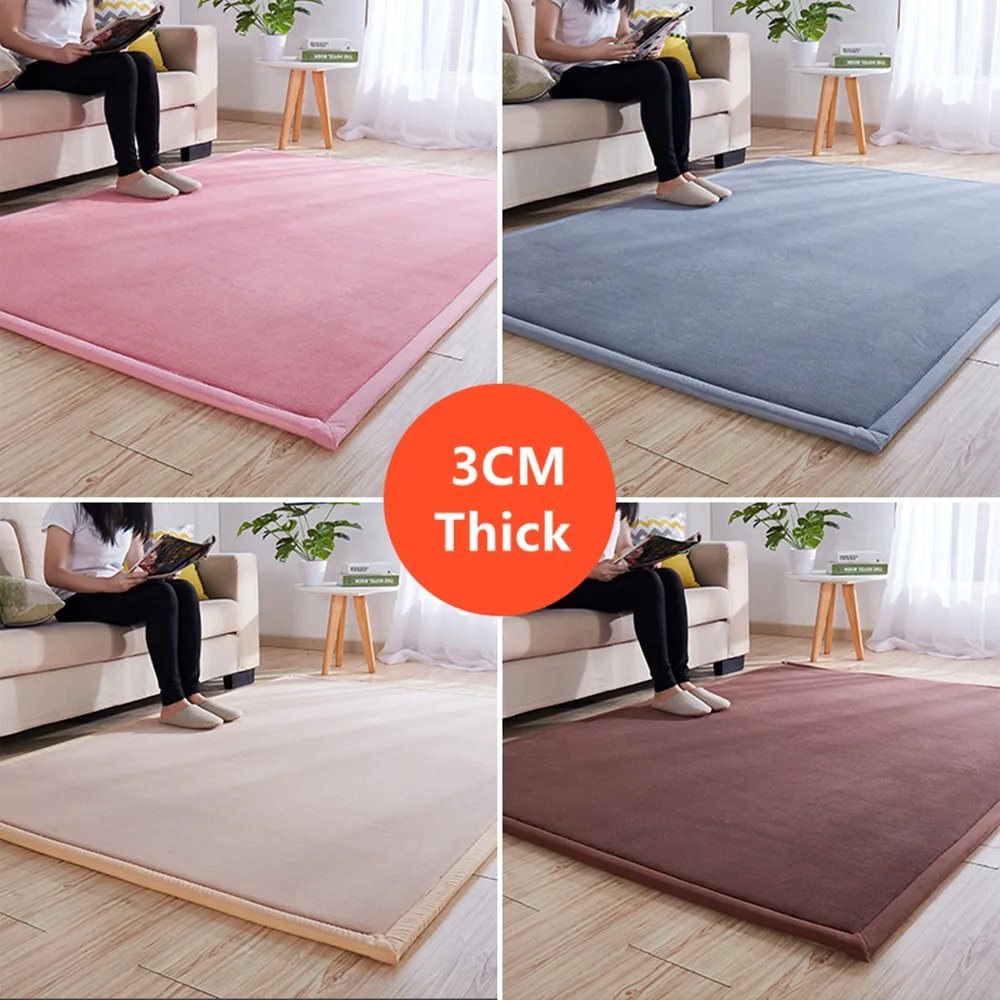 LEHOUR Coral Velvet Tatami Rugs Baby Safe Hairless Carpets Kids Playing Mats Non-slip Large Size Nursery Rugs for Living Room Coffee, 100 * 200CM Baby’ s Bedroom 