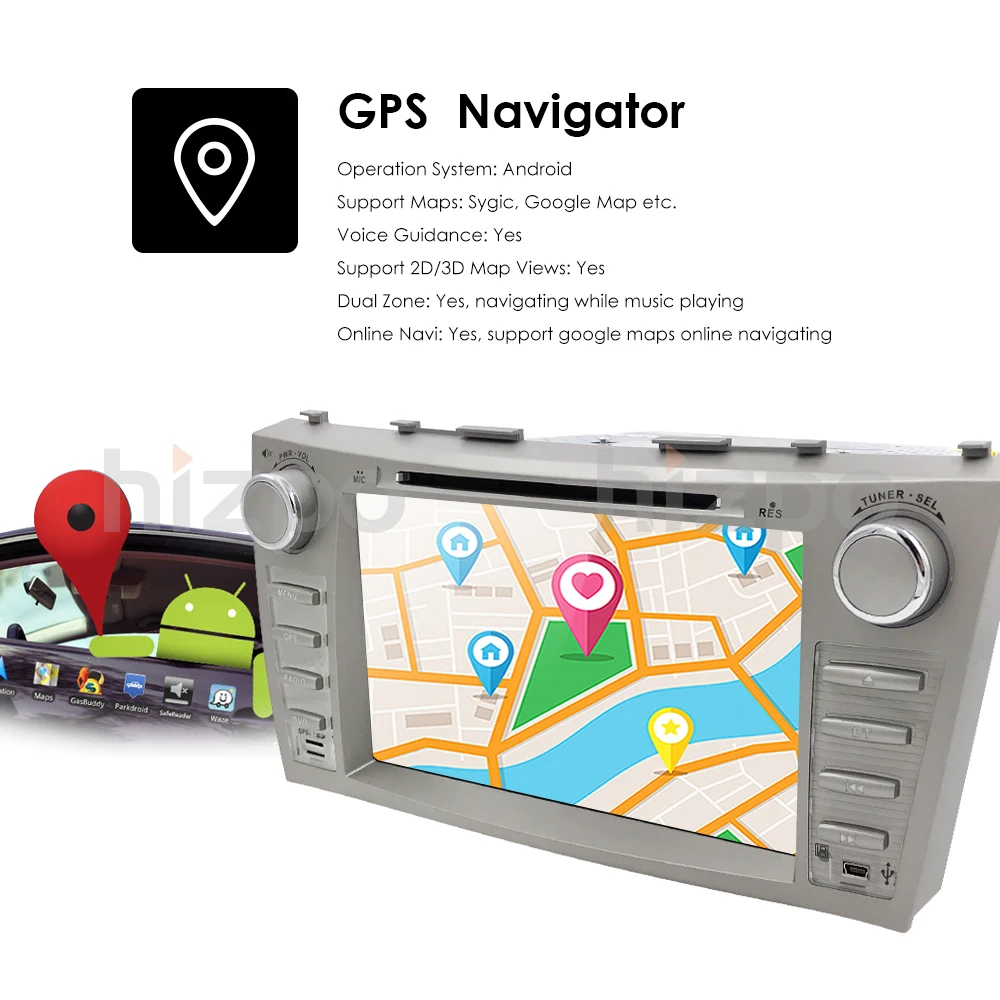 Perfect 2din 8inch Android 9.0 Quad 4 Core 2G+16GB CAR DVD Radio Player For Toyota Camry 2007 2008 2009 2010 2011 Navigation gps wifi BT 17