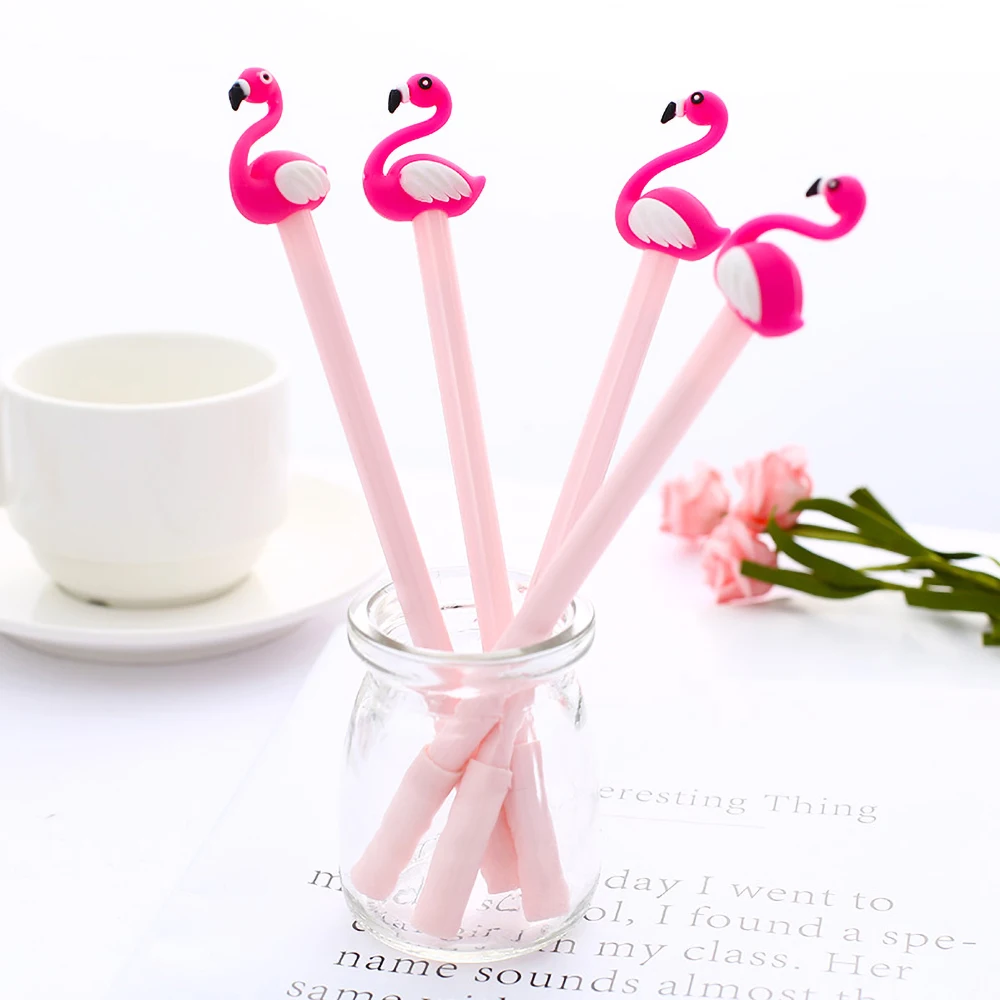 

Funny Cute Pink Flamingo Gel Pen Kawaii Animal Stationery Kawai Office Accessory Back to School Supply Stationary Thing Item Kit