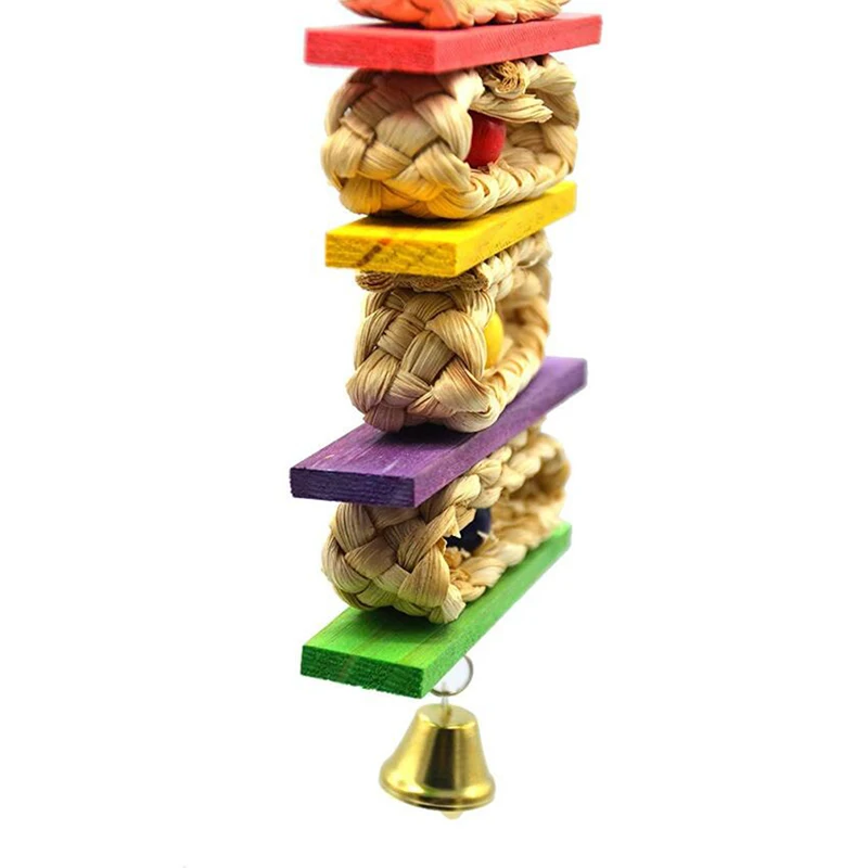 2014645 Colorful Parrot Chew Strands Bite Teeth Griiding Ball Bell Attractive Bird Parakeet Toys - Цвет: 2014645