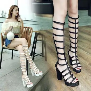 

2020 new Korean version of the wild thick and retro high-top Roman sandals women