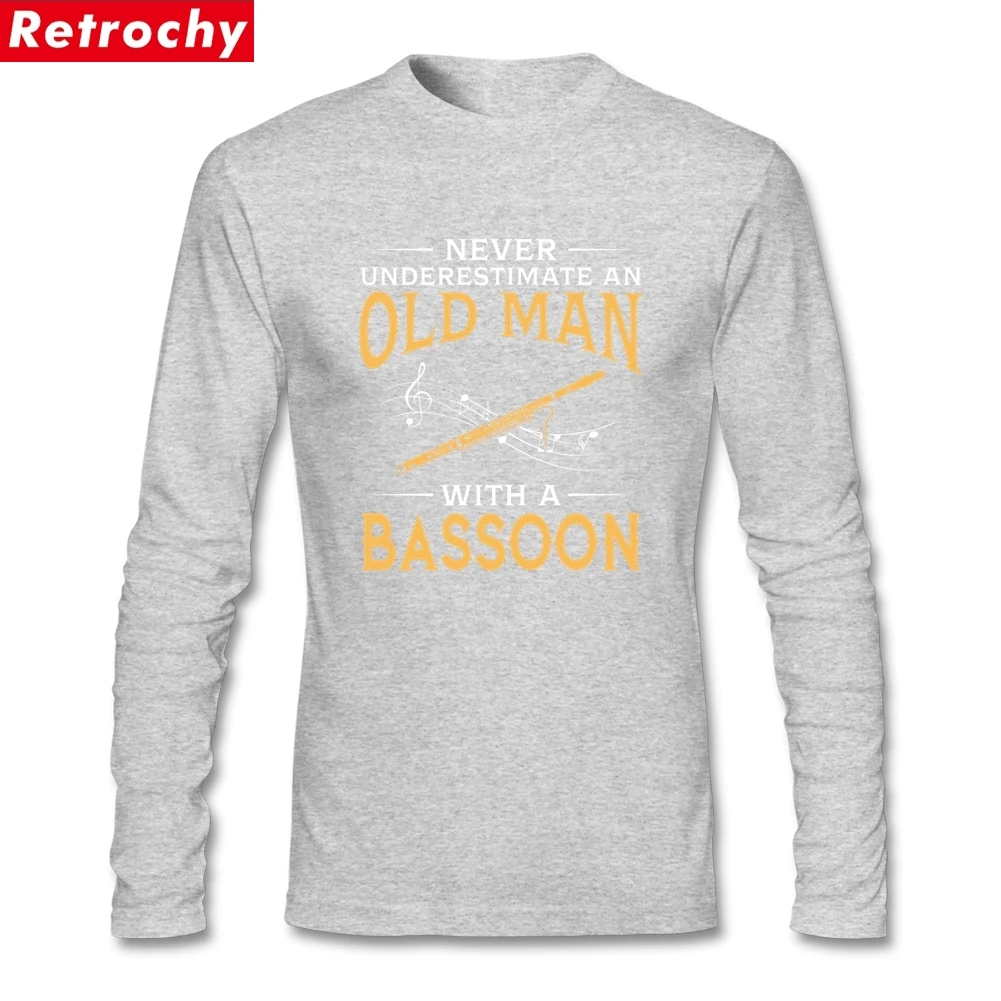 Никогда не занижайте старину с футболкой Bassoon, Мужская хлопковая футболка с длинными рукавами и круглым вырезом для взрослых