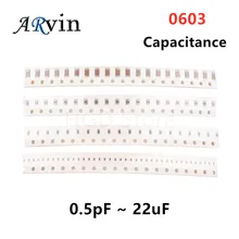 100Pcs 0603 SMD Chip Multilayer Ceramic Capacitor 0.5pF-22uF 10pF 22pF 100pF 1nF 10nF 15nF 100nF 0.1uF 1uF 2.2uF 4.7uF 10uF 22uF