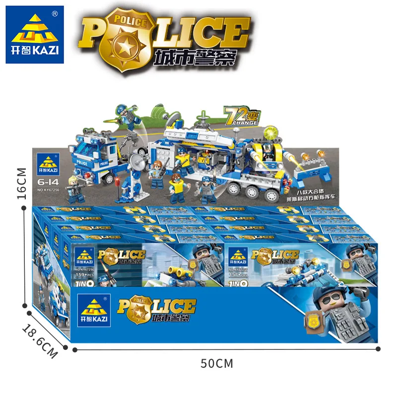 1175 PCS KAZI Police Series Building Blocks Police Command Car 72 Styling Compatible Leg0ing Assembled Building Blocks Toy Gift