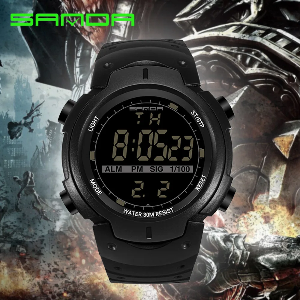 Sanda Watch Male Electronic Junior High School Student Youth Leisure Waterproof Luminous Sports Men's Tide Kore |