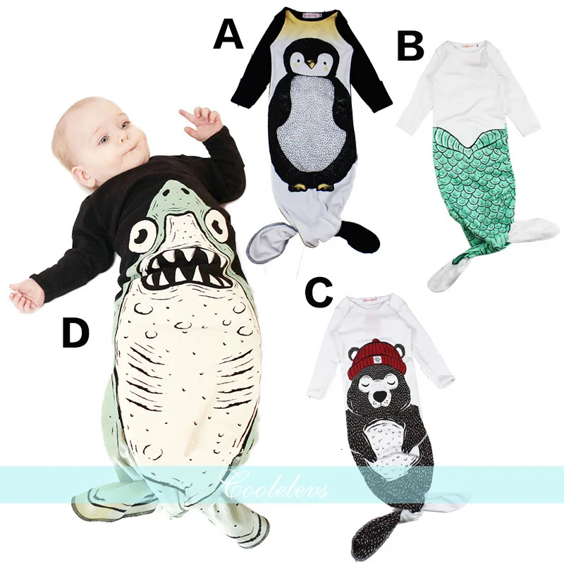 Lovely Baby Sleeping Bag Shark Mermaid Sleeping Bag Pure Cotton Cartoon