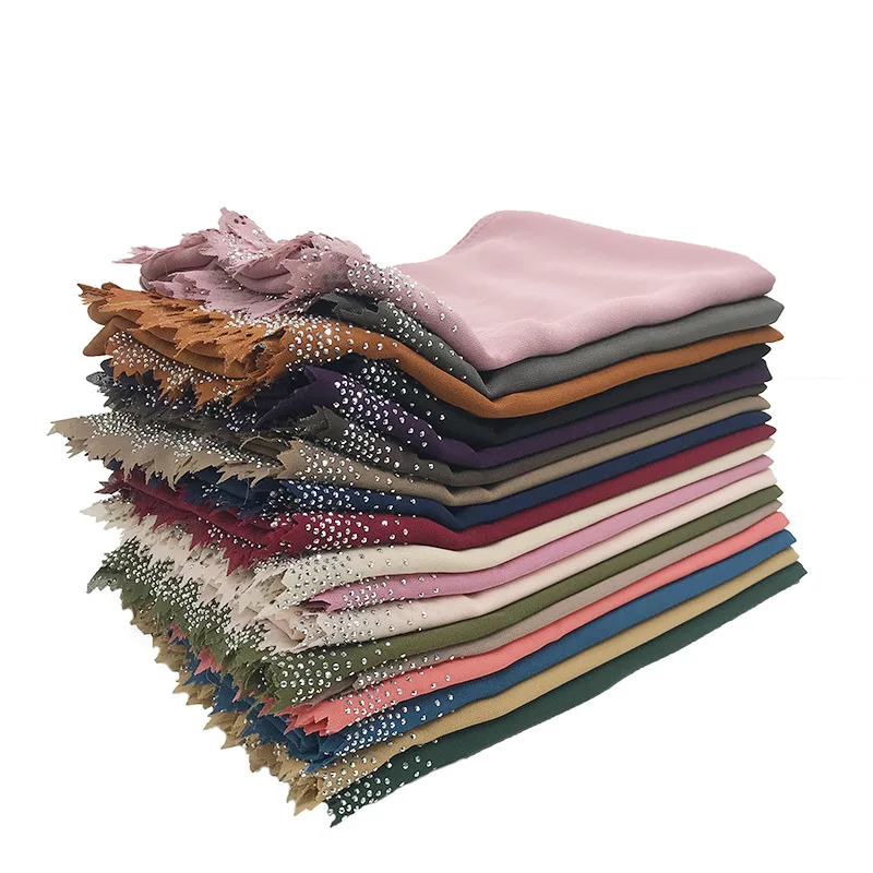 2020 New Muslim Chiffon Rhinestone Hijab Scarf Designer Malaysia Scarf Hijab Islamic Plain Headscarf Arab Head Wrps Ladies Shawl Aliexpress