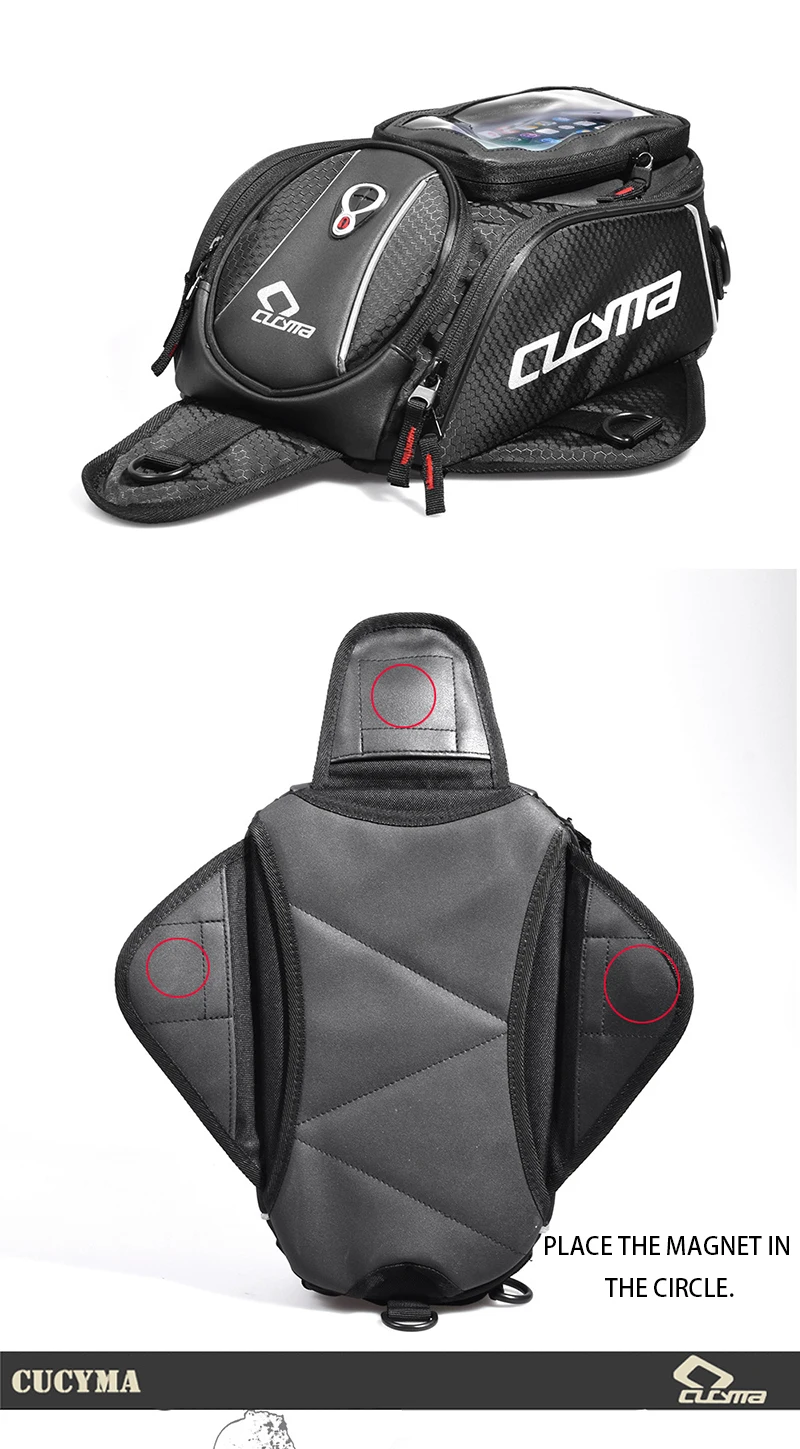 CUCYMA мотоциклетная сумка Moto Tank сумка для мобильного телефона навигационная сумка многофункциональное масло топливная Сумка мото посылка магнитные фиксированные ремни