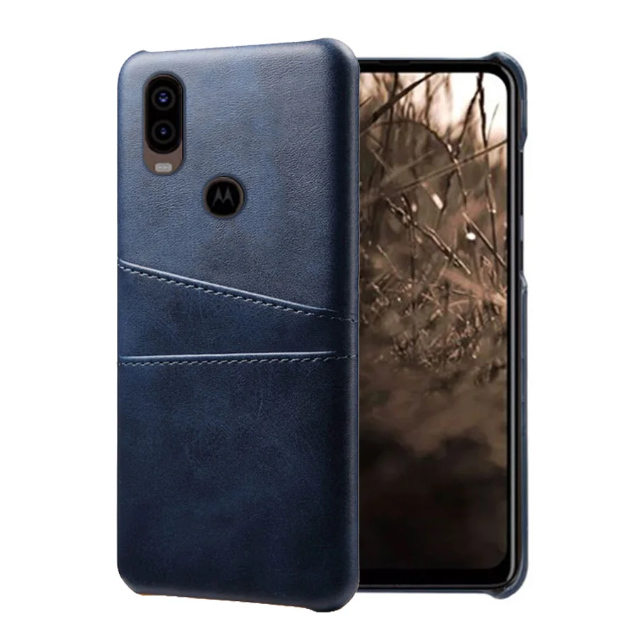 Роскошный кожаный держатель для карт, чехлы для телефонов Motorola MOTO C Plus, E3 power, E4 Play, G4, G5, G5S, G6, G7 power, чехол для телефона - Цвет: Темно-синий