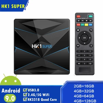 

HK1 Super Smart Android 9.0 TV BOX RK3318 Quad Core 4K HDR 3D 4G 32G/64G /128G 2.4G/5G Wifi HK1 TV Box Set top Box Media Player