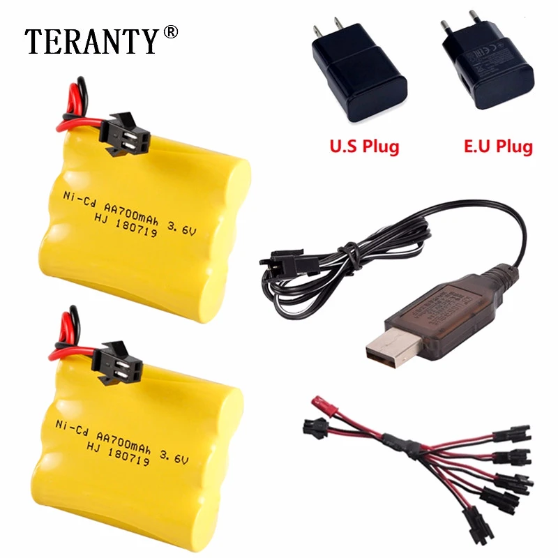 (Modello M) Ni-Cd 3.6V 700Mah Batteria 3.6V Caricabatterie Per Rc Toy Car Tank Train Robot Boat Gun Aa 3.6V Batteria Ricaricabile
