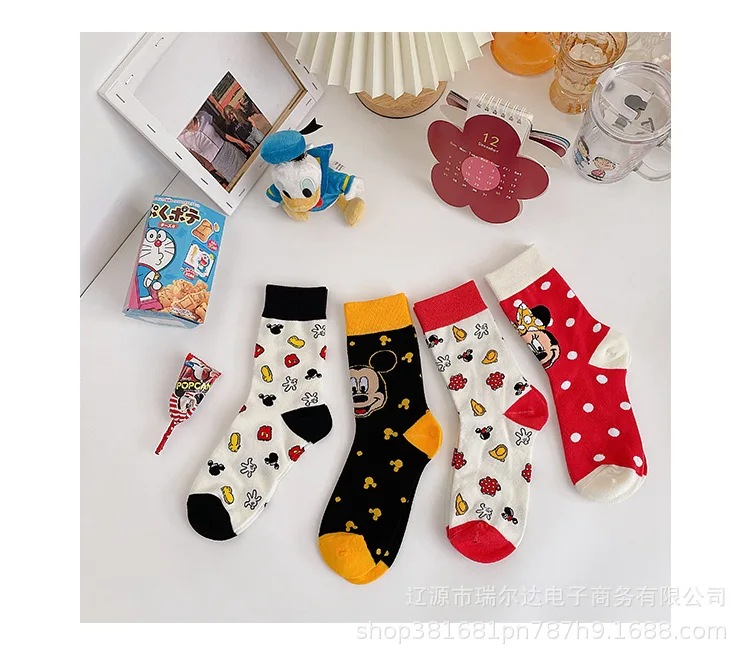 1 pair The New Disney Anime figure Summer Mickey Minnie mouse tube socks Cartoon casual xxx boy and girls Princess socks min