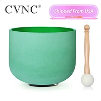 CVNC 8 Inch Green Color F Note Heart Chakra Quartz Frosted Crystal Singing Bowl