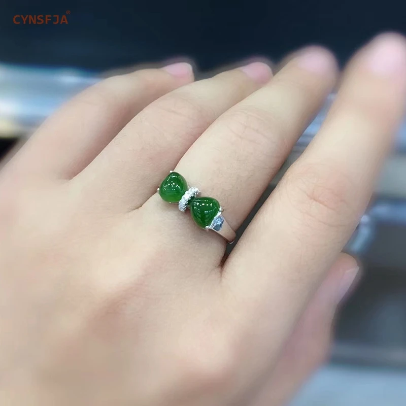 CYNSFJA настоящий Сертифицированный кулон, природная яшма 925 стерлингового серебра ручной работы ювелирные украшения Зеленые нефритоые кольца регулируемые лучшие подарки