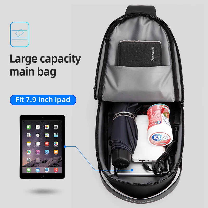 Men Shoulder Bags USB Charging Messenger Bags Anti-theft Male Waterproof Sling Chest Bag School Short Trip Cross Body Bags 2021