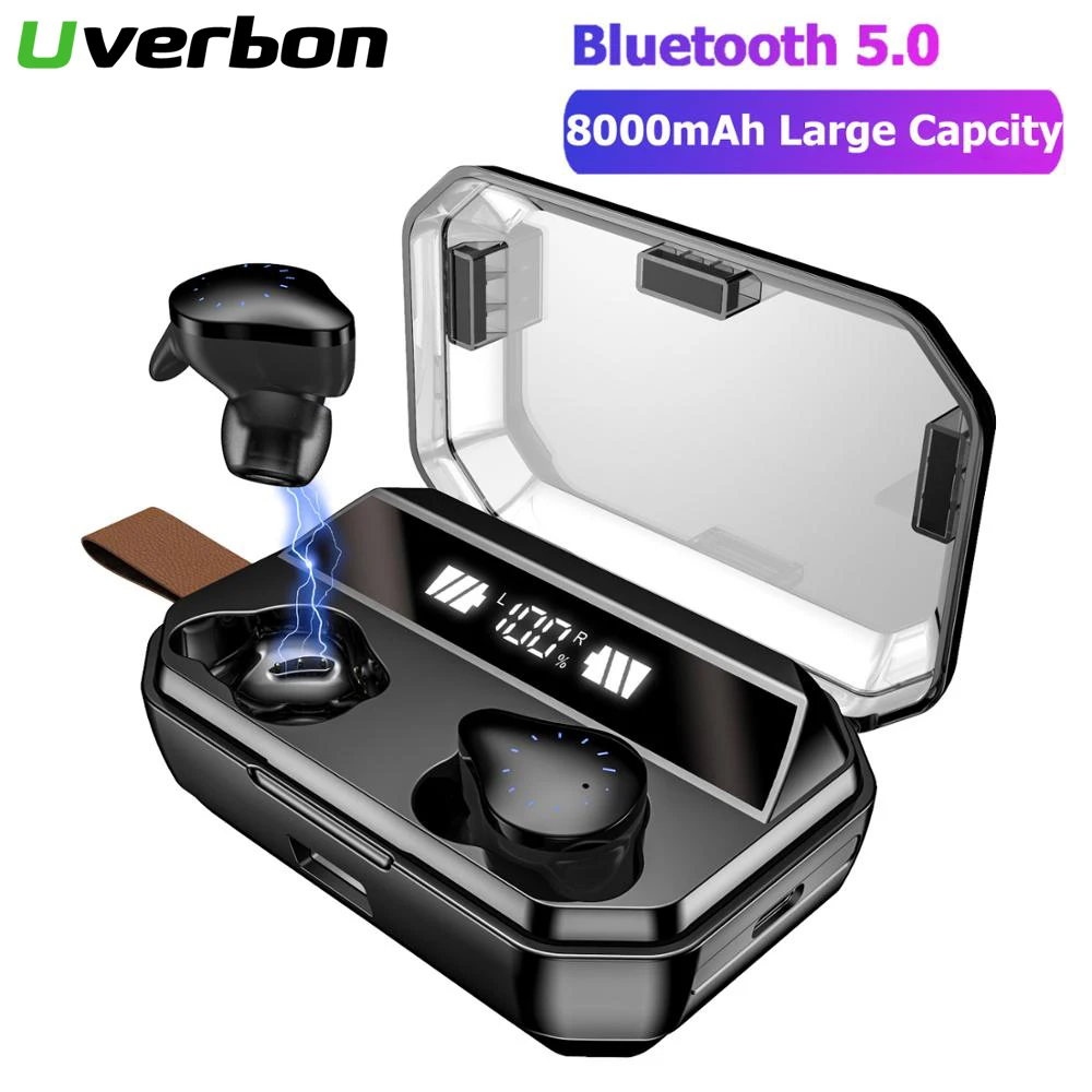 

9D Stereo Bluetooth 5.0 Wireless Earphones 8000mAh Power Bank LED Display with Touch Key IPX7 Waterproof TWS Wireless Headset
