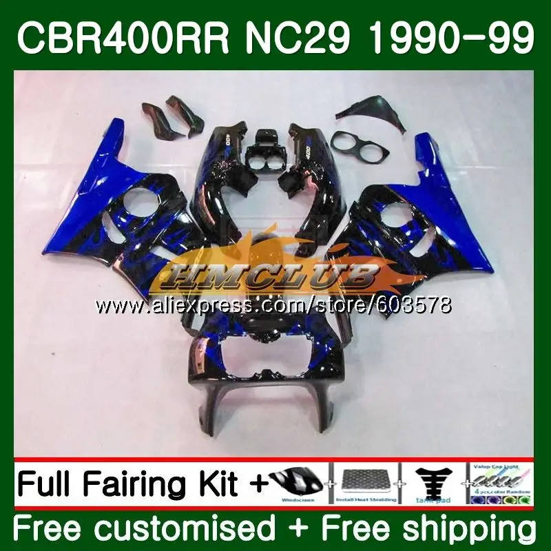 CBR400 RR для HONDA CBR400RR NC29 1994 1995 1996 1997 1998 1999 97CL. 51 CBR 400 RR 400RR 94 95 96 97 98 99 обтекатель Синий Пламя