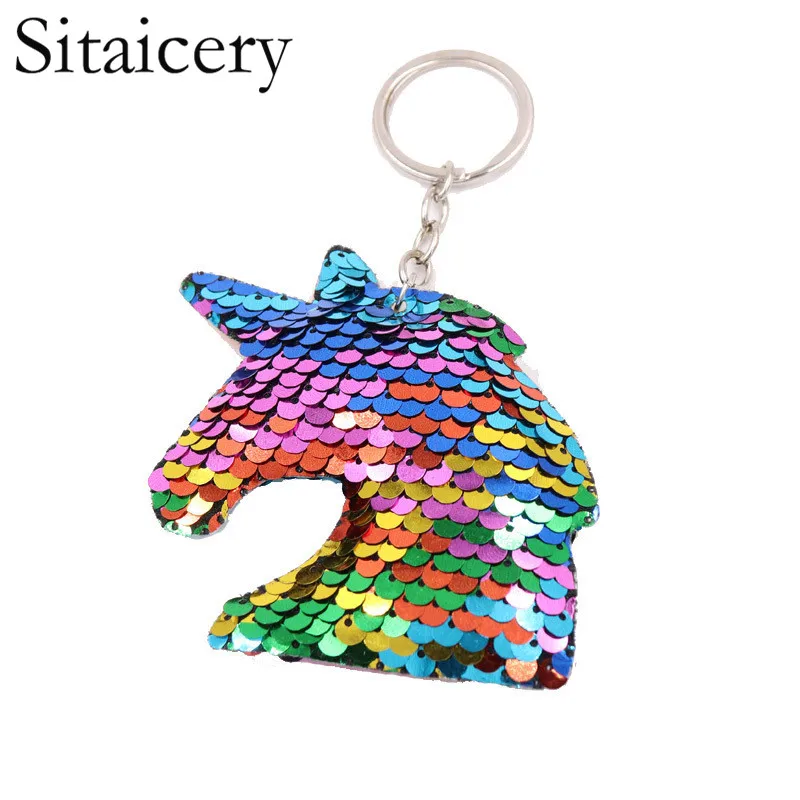 

Sitaicery Unicorn Keychain Brelok Colorful Sequins Pokemon Keychain Nightmare Before Christmas Woman's Accesories Cute Key Rings
