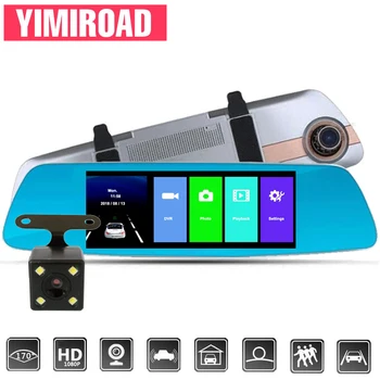 

YIMIROAD 1080P A6 Car DVR Auto Video Recorder Dual Lens Vehicle Dashcam Touch Rearview Camera 7 Inch Parking Monitor Dash Cam