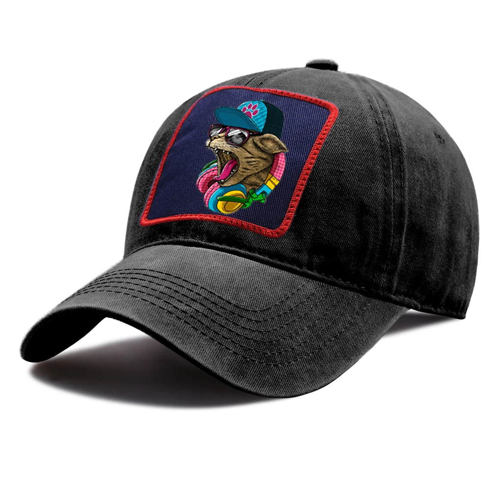 

Cartoon Rock Cat Sports Cap Hip Hop Printed Baseball Caps For Men Snapback Caps Women Outdoor Adjustable Sun Shade Cap Anime Hat