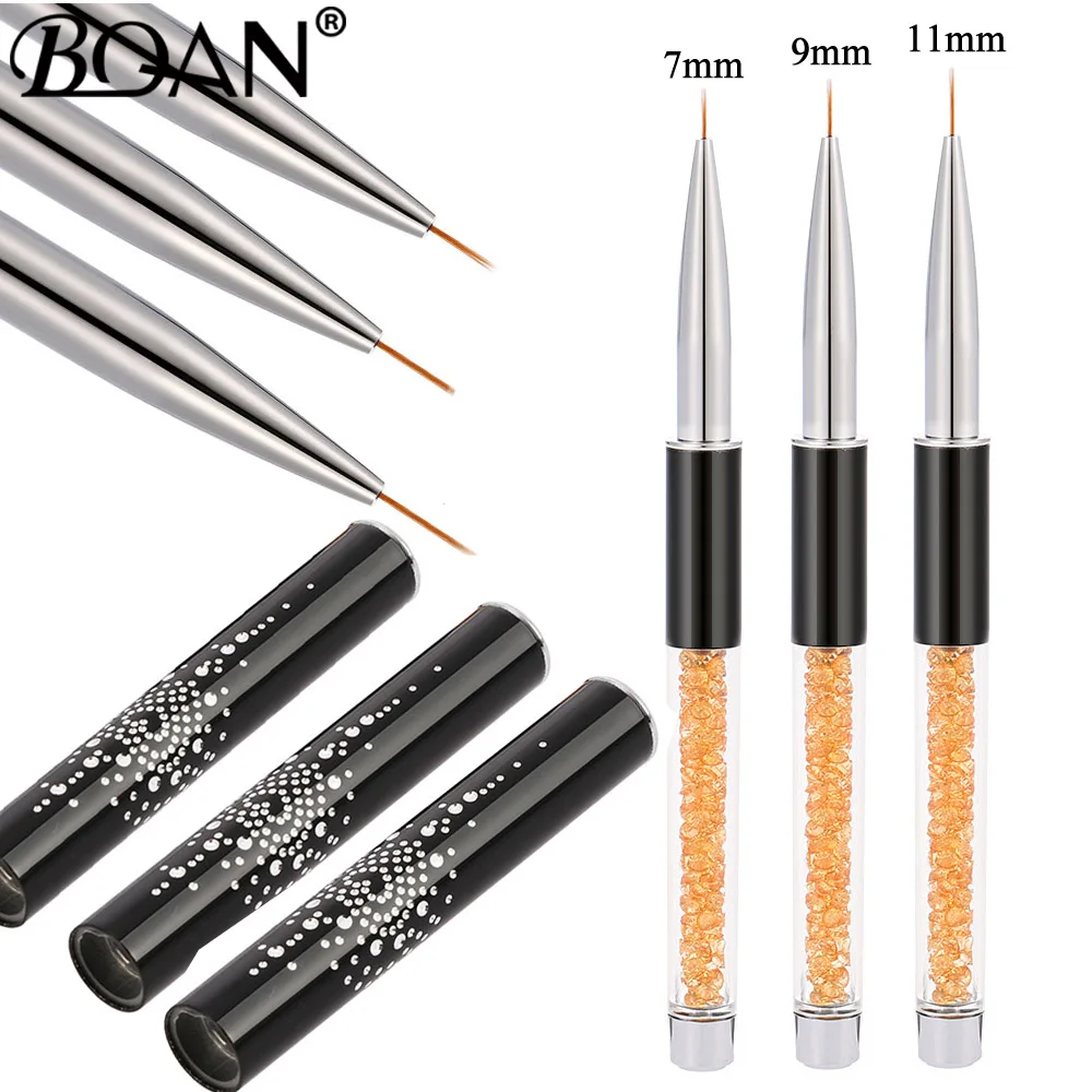 BQAN 1 PCS Crystal Handle 7/9/11mm Drawing Brush Liner Painting Pen Gel Polish Nail Art Manicure Tools | Красота и здоровье