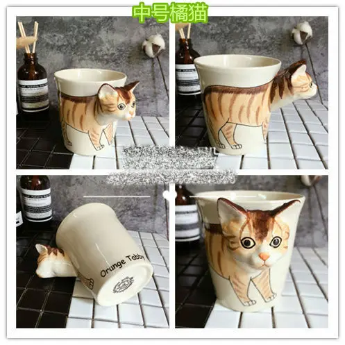 Таиланд Ручная роспись 3D Животное Кружка Керамическая кофейная чашка подарок бойфренду на день рождения кошка водная чашка