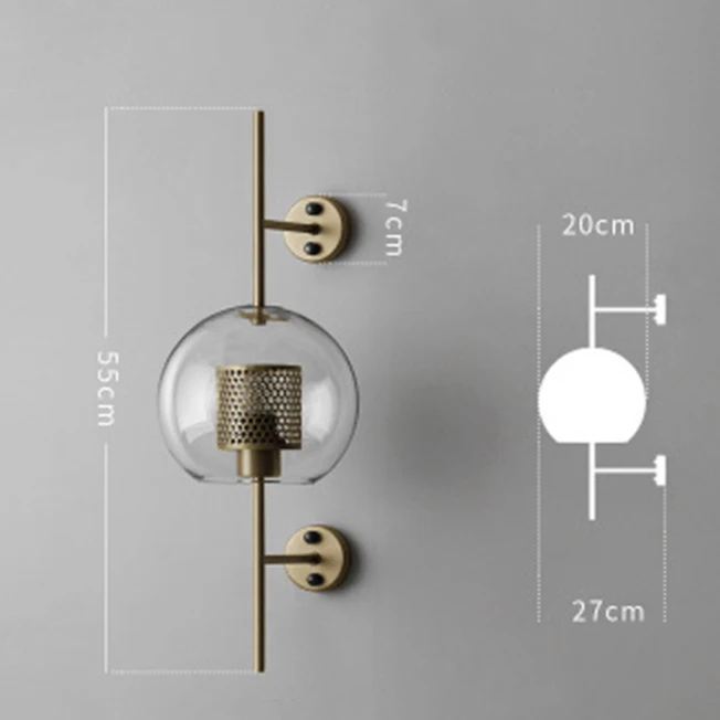 Nordic LED Ball Glass Wall Lights Lighting Postmodern Retro Indoor Deco Living Room Lamp Aisle Restaurant Bedroom Light Fixtures - Цвет абажура: A Gold 20CM