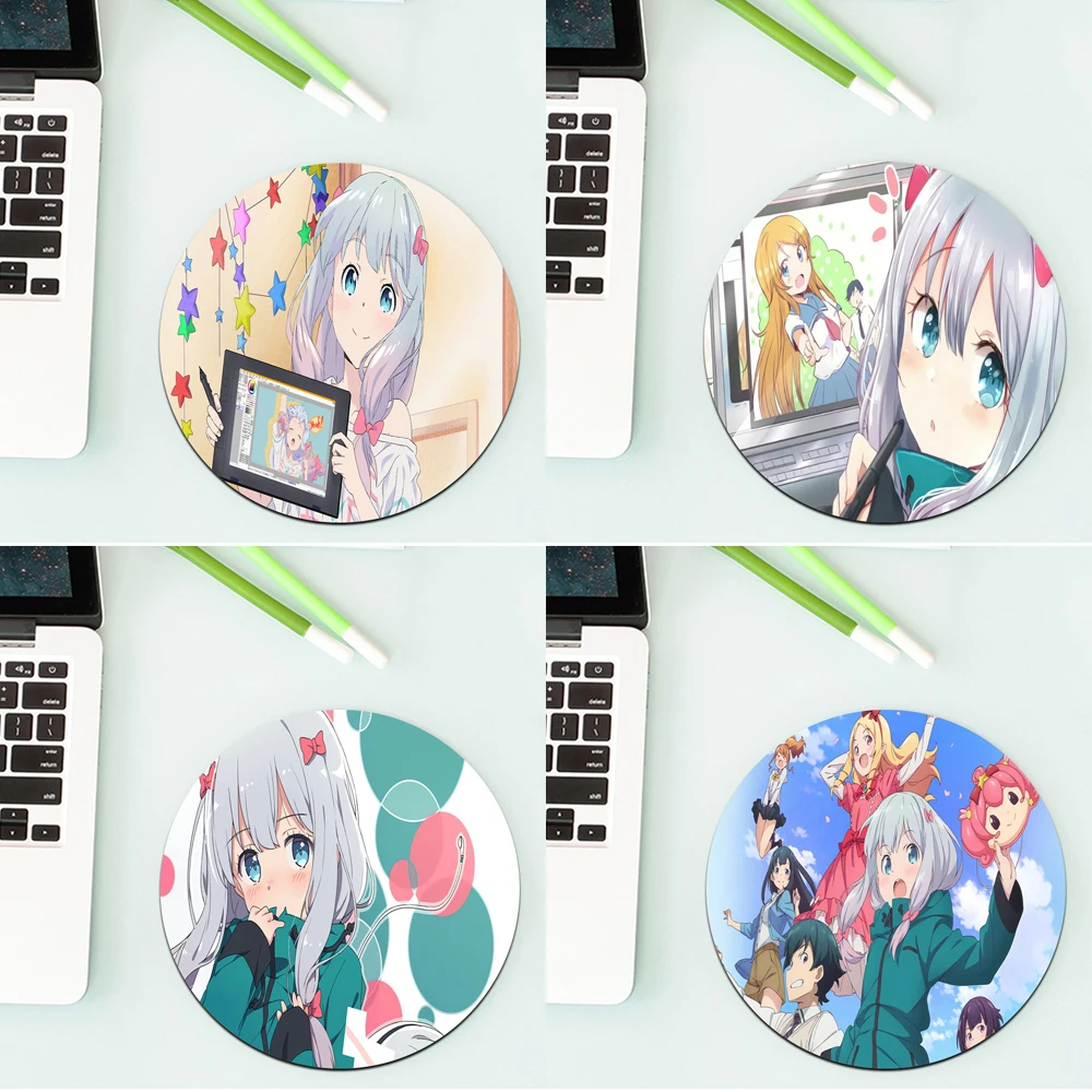 Симпатичный круглый коврик для мыши Sagiri Izumi офисный резиновый домашнего