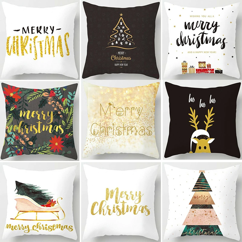 18Christmas Pillow Case Santa Fiber Peach Sofa Throw Cushion Cover Home Decors