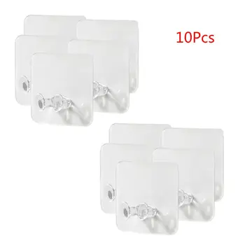 

10PCS Wall Storage Hook Power Plug Socket Holder Seamless Strong Adhesive Hanger for Home Bathroom Kitchen Use Supplies
