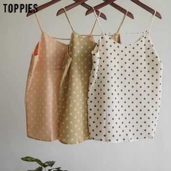 

Summer Camisole Tops Women Polka Dot Printing Tops Tee Korean Cute T-shirts