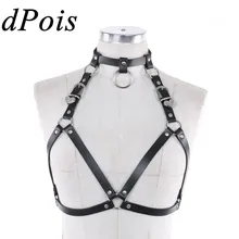 Сексуальное женское нижнее белье из кожи с ремешками на груди и бретельках, женское нижнее белье с пряжками