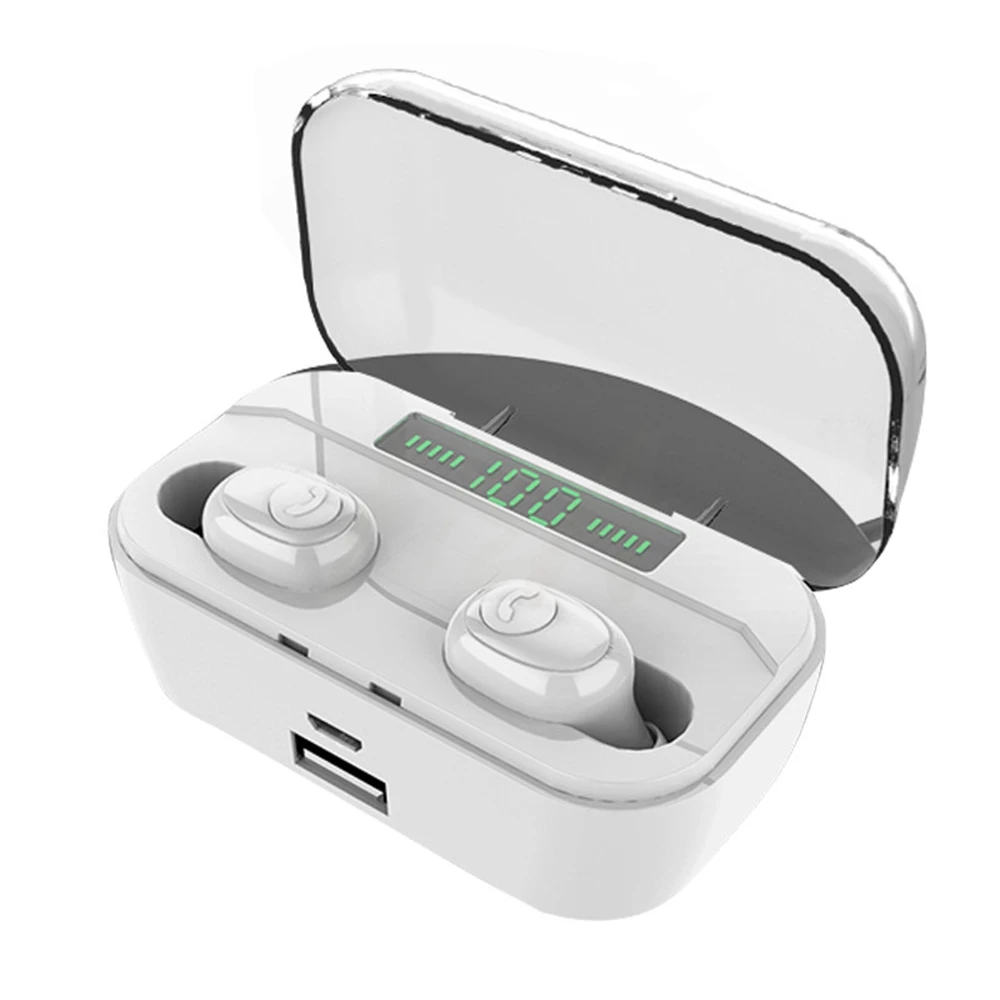 Наушники-вкладыши TWS Bluetooth наушники светодиодный цифровой Дисплей наушники туры Беспроводной, стерео бас, наушники для музыки гарнитура с микрофоном беспроводные Bluetooth наушники - Цвет: White Game Headset