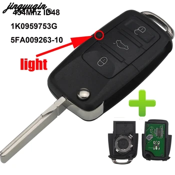 

jingyuqin 3Button Flip Car Remote Key DIY for VW PASSAT Polo Skoda Seat Polo/Golf/Beetle 1K0959753G DA/AH 1J0959753 434Mhz ID48
