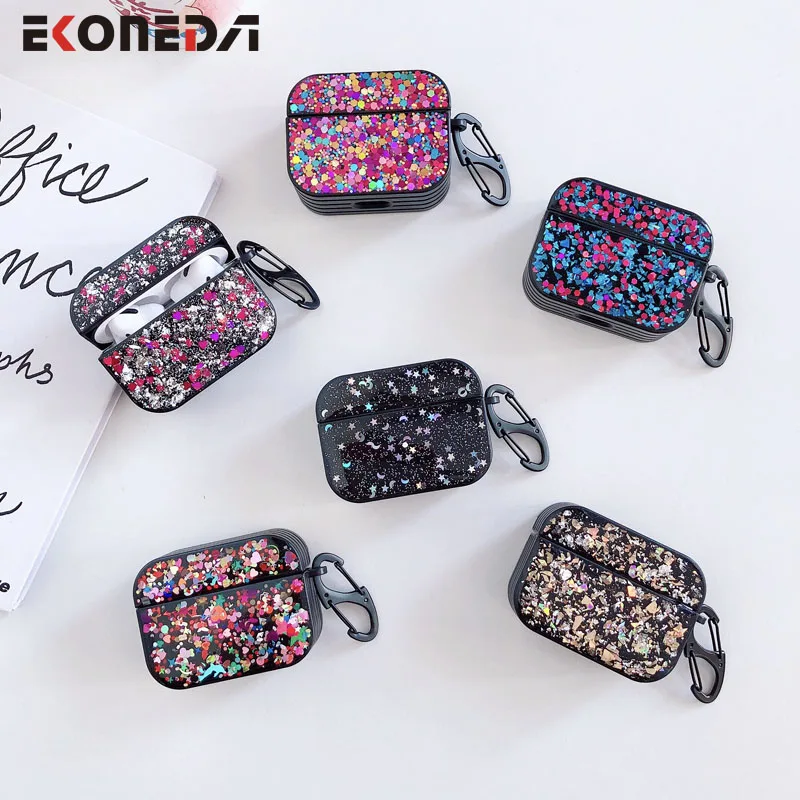 Роскошный блестящий чехол EKONEDA для Airpods Pro силиконовый защитный наушников мягкий