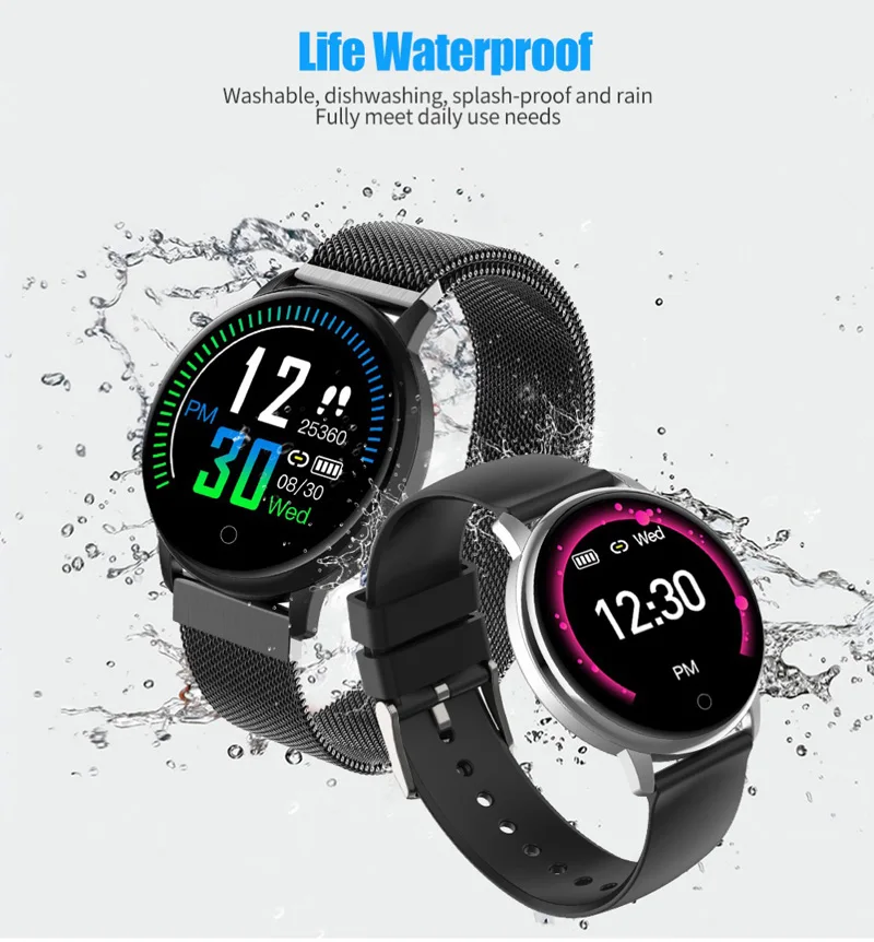 E38 Smart Watch Waterproof Sport Band Blood Pressure Heart Rate Monitor 1.22 Smartwatch Men Women Steel Bracelet for IOS Android