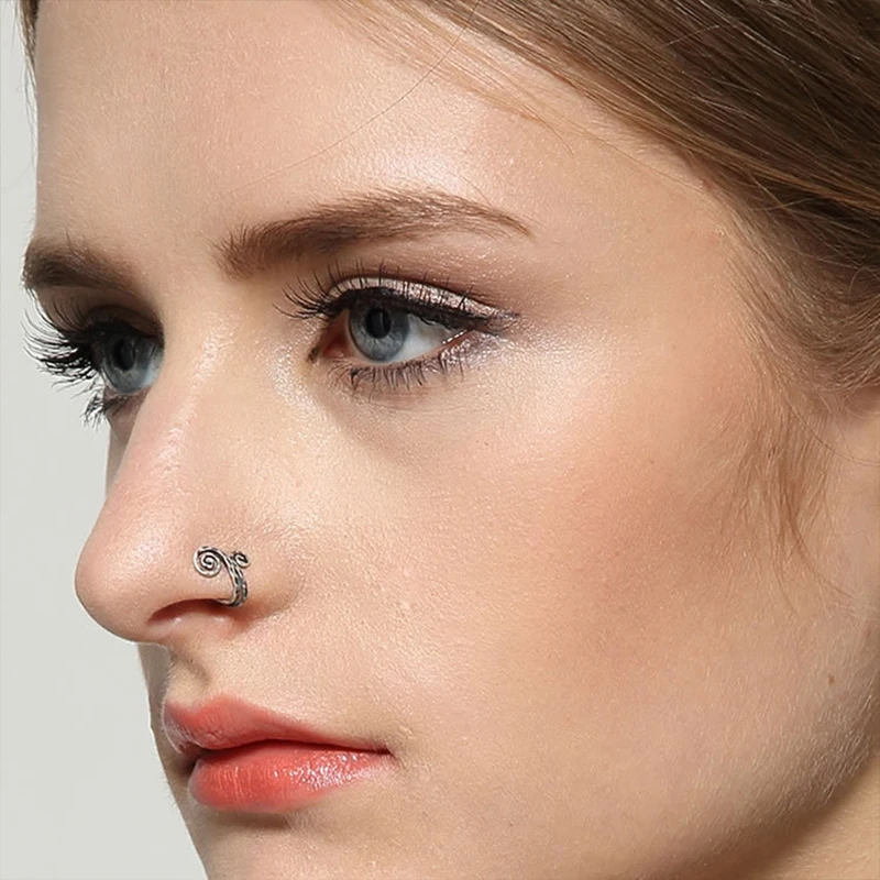 925 Серебряный пирсинг falso nariz anillo для трагуса септума joyeria сексуальный labio aro anillos pendientes anillo nariz клип на серьги