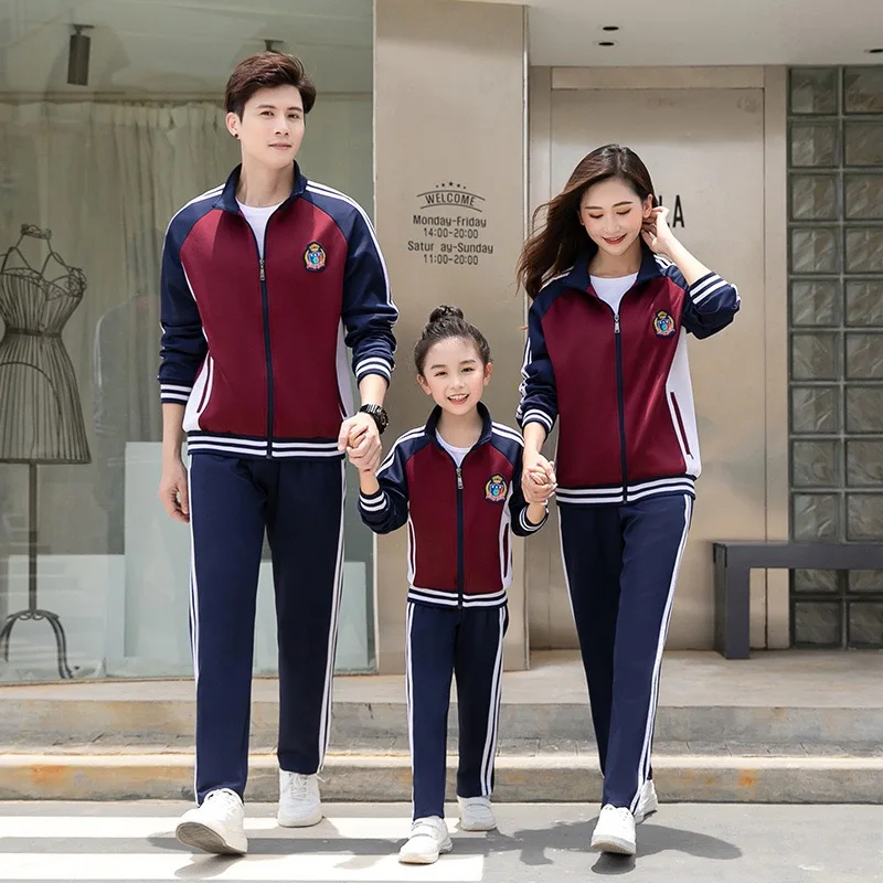 KE406 school uniforms students, class uniforms parent child sportswear custom tracksuit women men Kids sports set family
