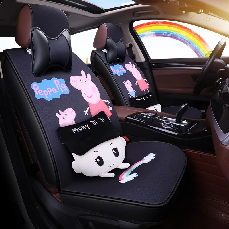 

New Style Flax Automobile Seat Cushion Four Seasons Universal Cartoon Printed Car Seat Cushion Fashion Models Wholesale FS