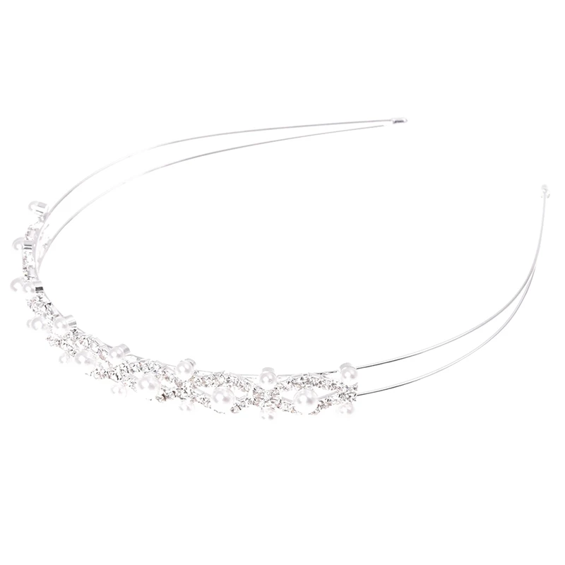 1 шт. Двойная корона из искусственного жемчуга и 1 шт. украшение из жемчуга со стразами свадебные заколки для волос повязка на голову Тиара(серебро