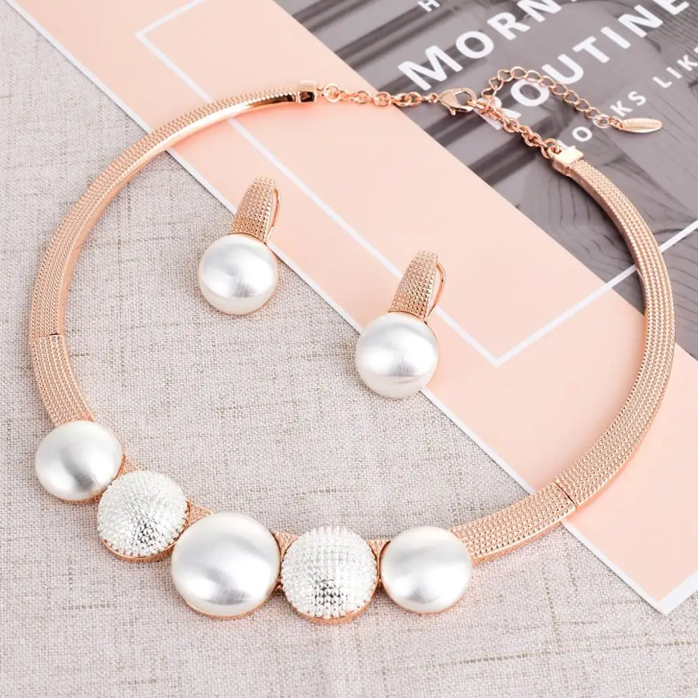 

Viennois Fashion Rose Gold Color Dangle Earrings Mix Color Necklace Jewelry Set For Women Metal Party Jewelry Set 2019