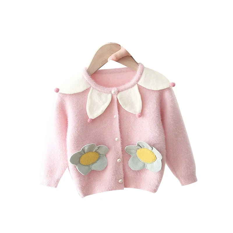 Blockbuster/куртка для девочек с милыми цветами; вязаный осенний свитер; Детский свитер; Модный женский кардиган