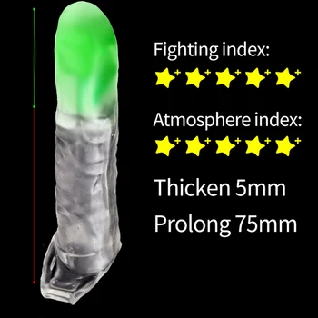 Penis Enlargement Sleeve For Men Reusable Condoms Cock Penis Ring Sleeve Penis Dick Sex Toys Delay Ejaculation Cock Ring Sleeve 4