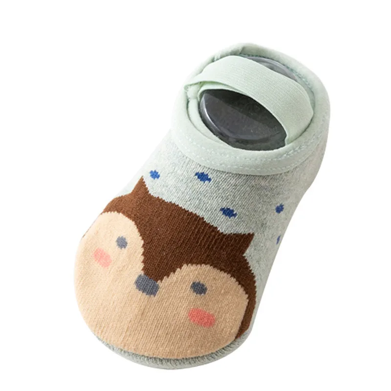 Носки для младенцев; теплые детские носки-тапочки для новорожденных; сезон осень-зима обувь с животными Нескользящие тапочки с мягкой подошвой Носки с рисунком От 0 до 2 лет