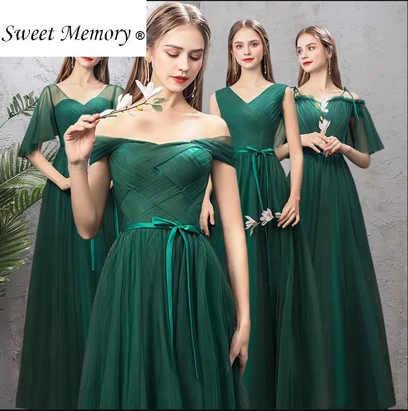 

Sweet Memory Long Green Bridesmaid Dresses Birde Guests Graduation Prom Dress For Girls Vestido Longo C445153