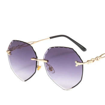 

Luxury Fashion Rimless Cutting Lens Sunglasses Women Brand Trimmed shades Sun Glasses Female Glasses UV400 Oculos de