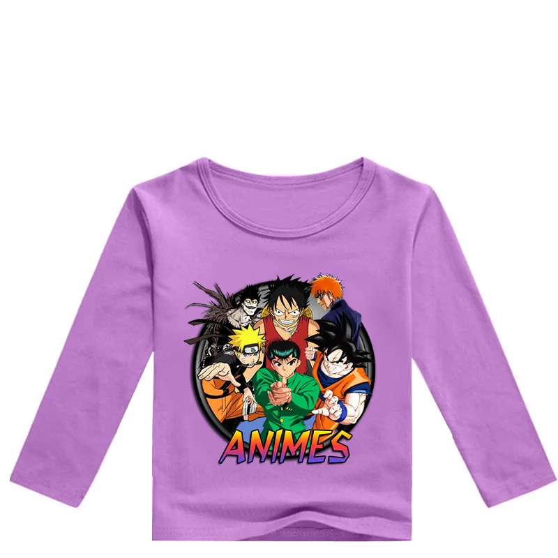 Модная Повседневная футболка с принтом Dragon Ball Z Goku для детей от 2 до 16 лет Одежда для мальчиков в стиле Харадзюку забавная футболка Топы с длинными рукавами для девочек в стиле аниме