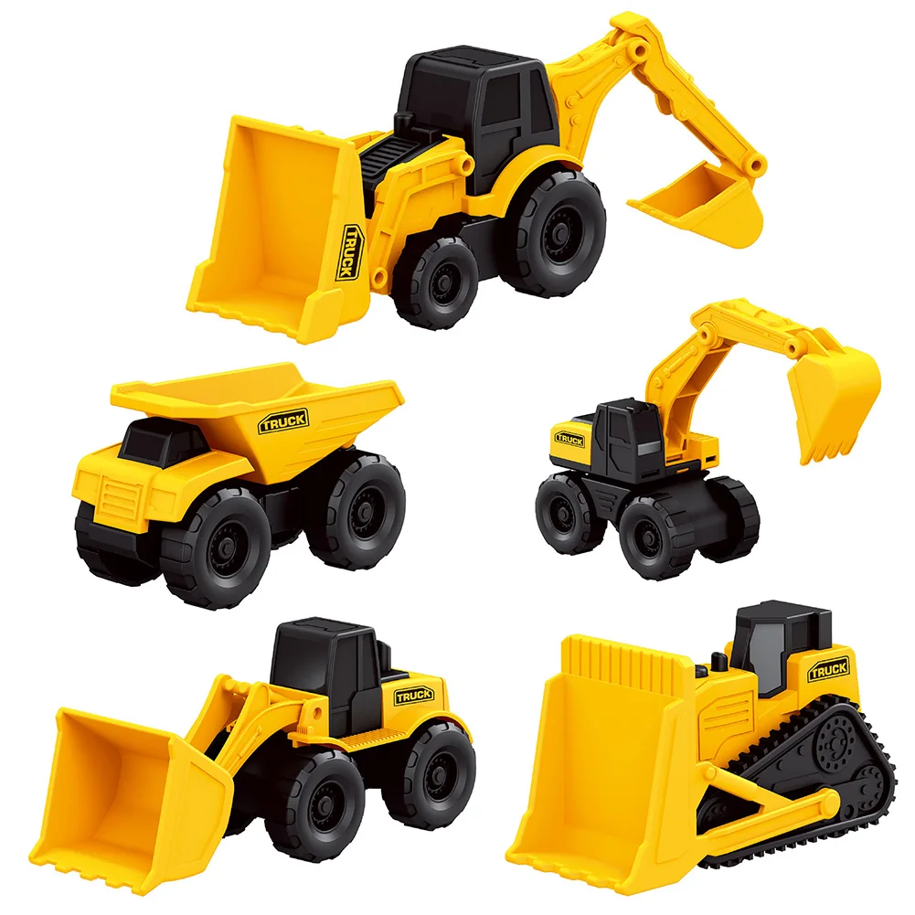 

5PCS/Set Excavator Construction Vehicle Kids Tractor Set Mini Machine ABS Dump Bulldozer Truck Engineering Toy Small Set
