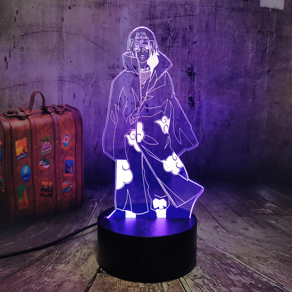 Наруто Аниме ночной Светильник Uchiha Itachi Модель 3D светодиодный светильник Иллюзия
